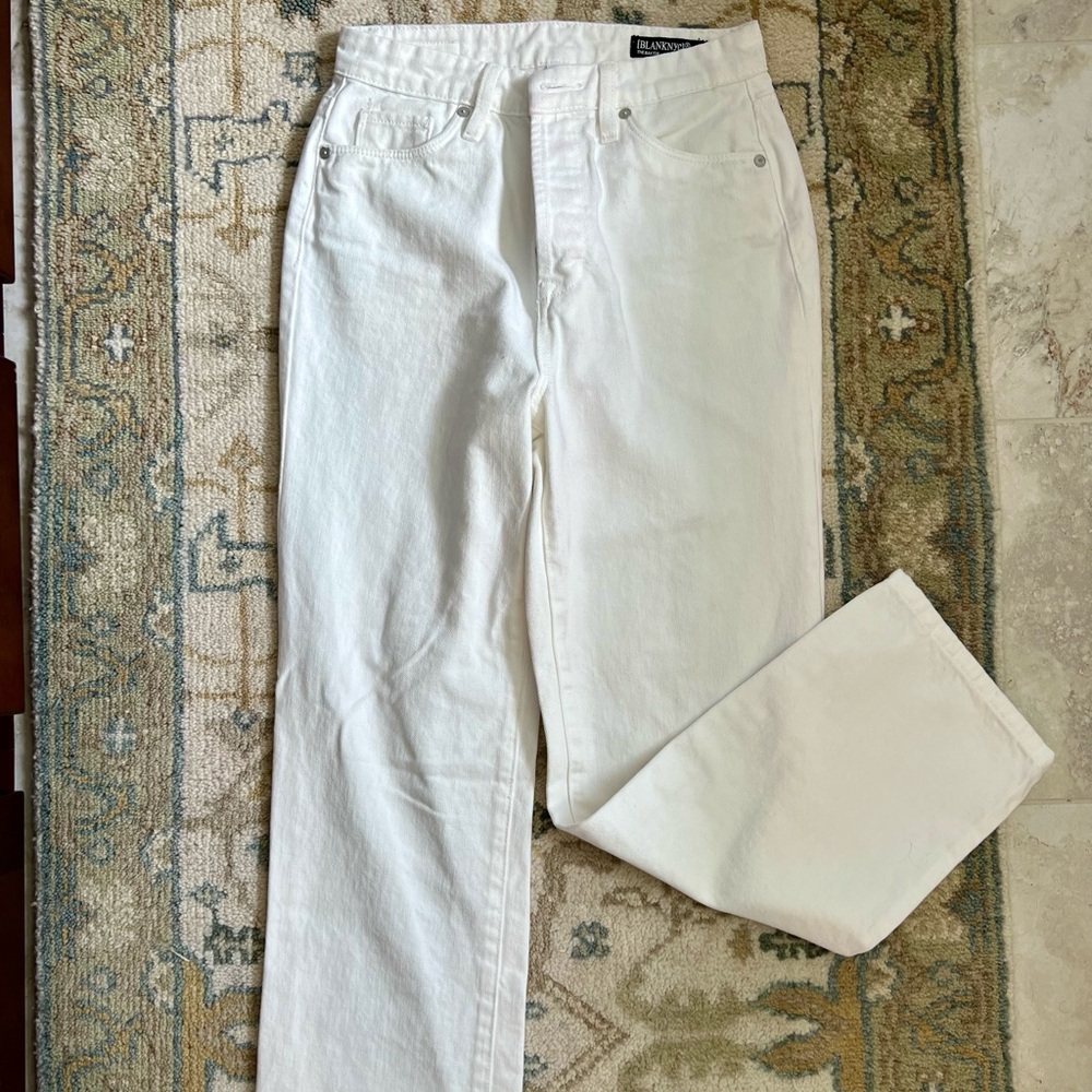 Cream wide leg jeans